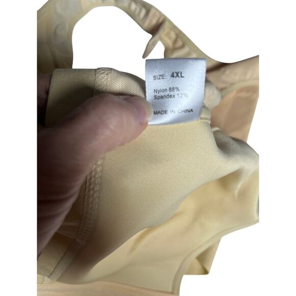 Beige Front Closure Bra 4XL | Wireless‎ Comfort Support | Nylon Spandex - Picture 6 of 11